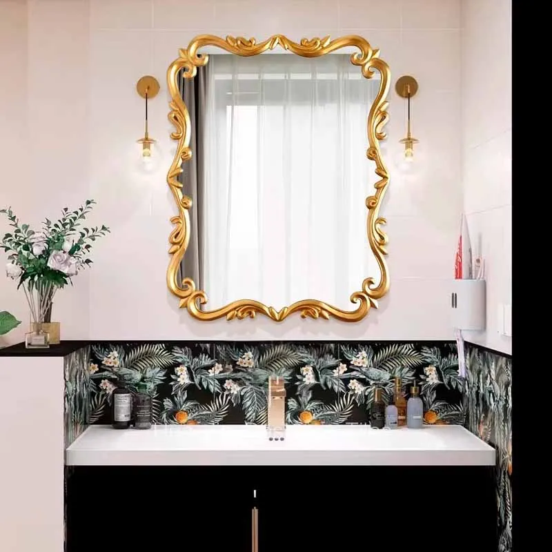 

Framing Rectangle Bathroom Mirror Backlight Rectangle Gold Vanity Bathroom Mirror Nordic Display Miroir Salle De Bain Room Decor