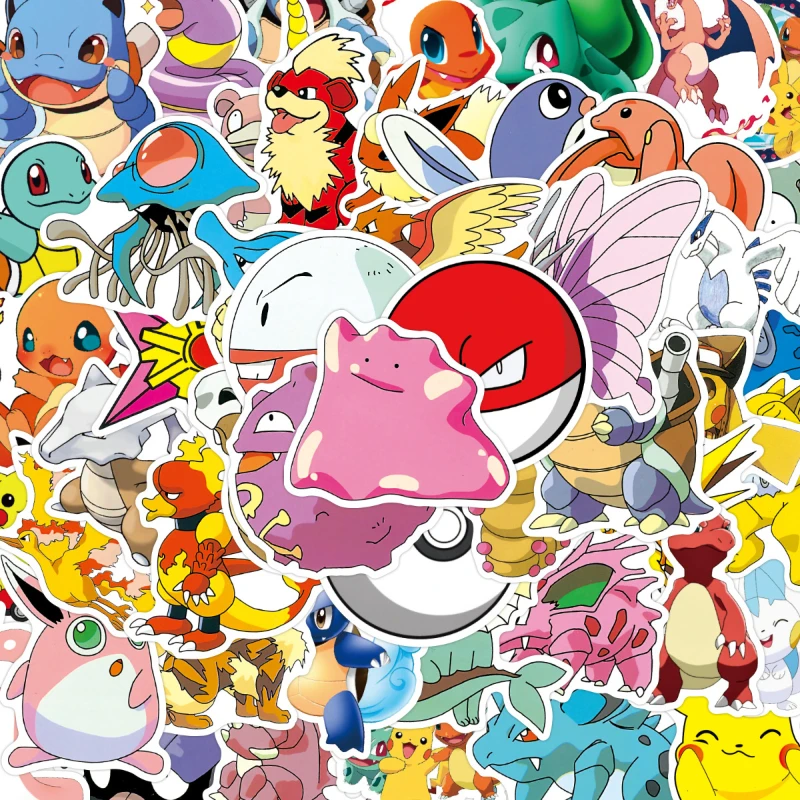 

50/100Pcs Pokemon Anime Waterproof Stickers Creative Personality Kawaii Q Version Children's Cartoon Pikachu Animation Stickers