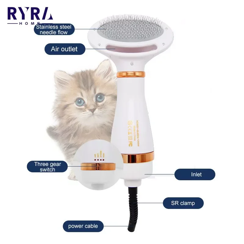 

2023NEW 2-In-1 Portable Dog Dryer Pet Special Blowing Comb Grooming Hair Removal Brush Cleaning Grooming Pet Items And Acces