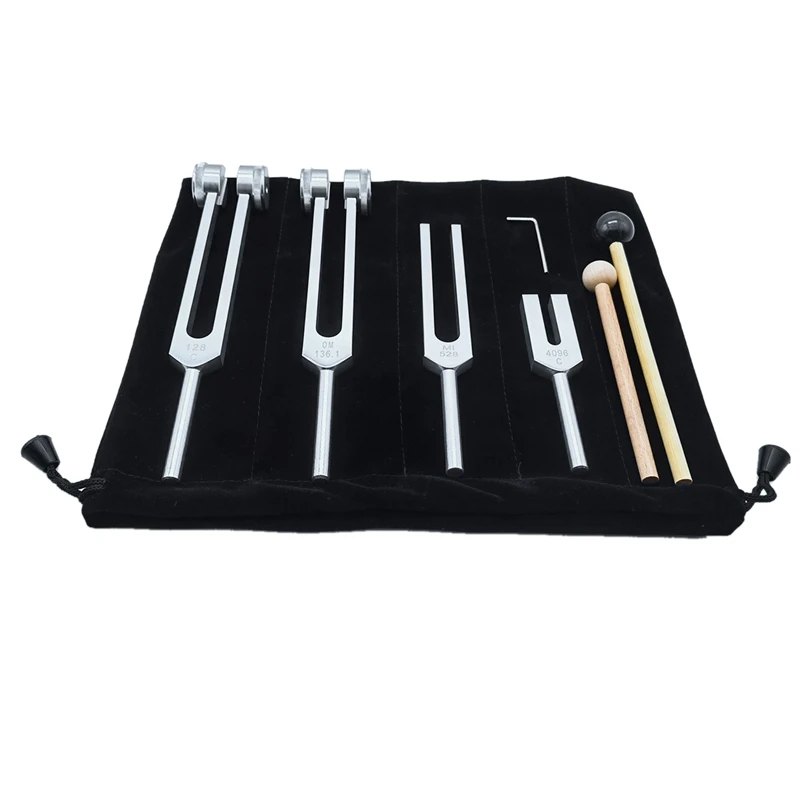 4Pcs Tuning Fork Set(128Hz OM 136.1Hz MI 528Hz 4096Hz) For Healing Chakra Sound Therapy Reliever Stress