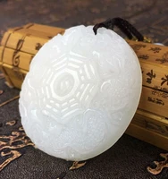100 natural white jade pendant gossip stone jade statue necklace china hand carving jewelry fashion amulet men women gifts