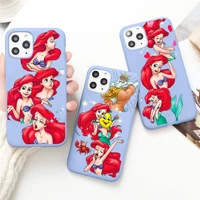 disney the little mermaid phone case for iphone 13 12 mini 11 pro max x xr xs 8 7 6s plus candy purple silicone cover