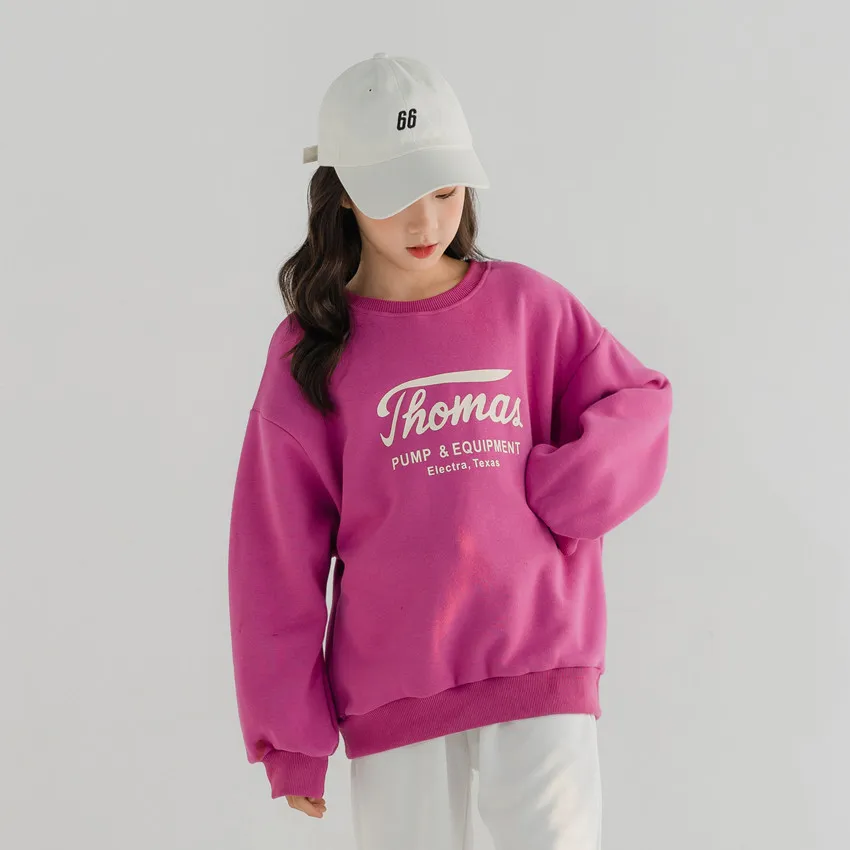 

2023 Spring Girls Sweatshirt Casual Printed Long Sleeve Teenage Children Pullovers Tops Rosy All-match Kids Clothes 13 14 Years