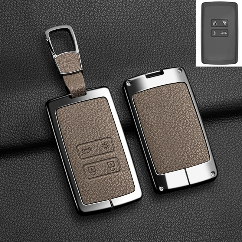 

Кожаный чехол для ключей автомобиля из сплава для Renault Koleos Kadjar Captur Megane Talisman Espace Clio Zoe Scenic 4, Arkana Dacia Sander