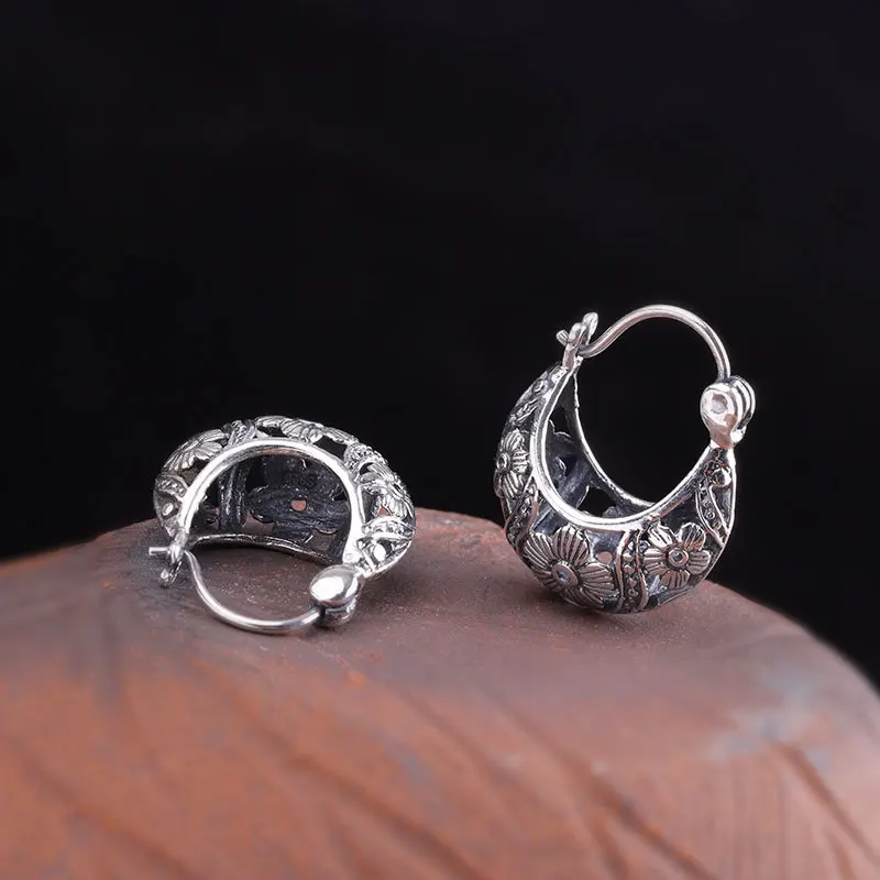 

Thai Silver Handmade Women's Hollow Carved Vintage Ear Clip