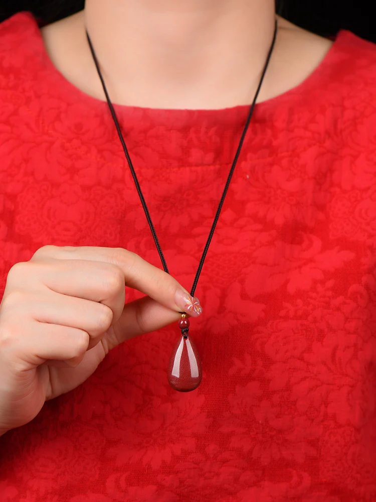 Натуральная киноварь подвеска в виде капли воды необработанная руда с высоким