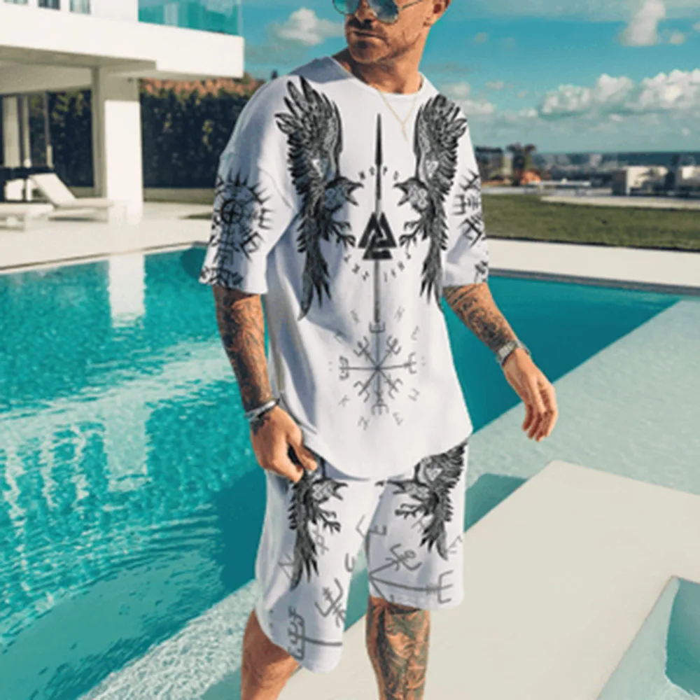 Men's Shorts and T Shirt Set Outfits Outdoor Street Short Sleeve 3D Print Clothing Graphic Prints Technology Crew Neck 3D Print