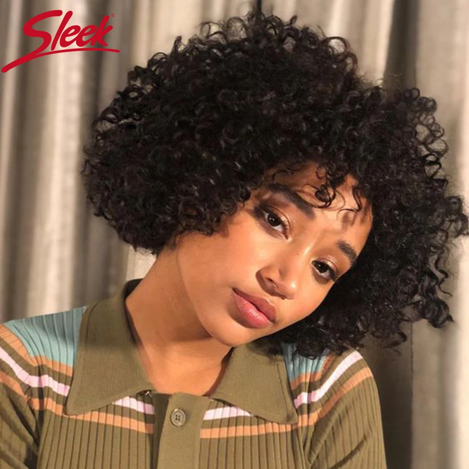 Sleek Curly Human Hair Wig For Women Short Lace Remy Brazilian Hair Wigs Natural Kinky Curly Lace Woman Wigs Real Lace Wigs