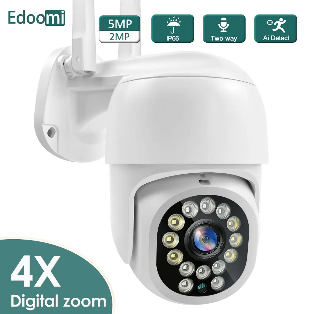 

5MP PTZ Wifi AI Human Detect Auto Tracking IP Camera Outdoor 1080P 4X Digital Zoom H.265 P2P 2MP Wireless CCTV Security Camera