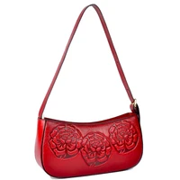 genuine leather bag with strap embossed lucky floral ladiey handbag 100 first layer cow leather shoulder bags for women