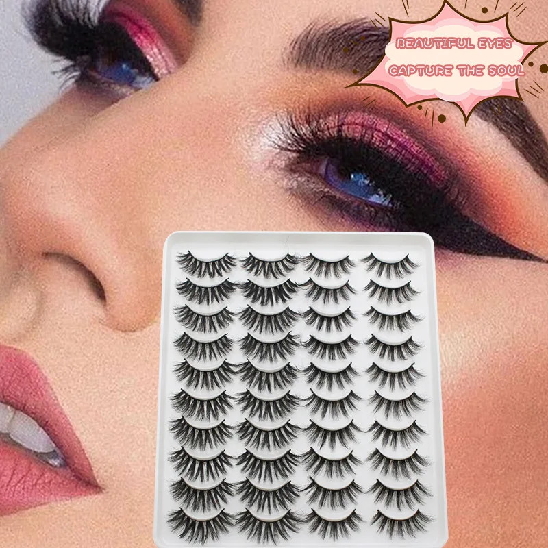 

20 Pairs 3D Faux Mink Lashes Natural Fluffy False Eyelashes Dramatic Long Wispies Lash Extension Volume Beauty 3D Eyelashes