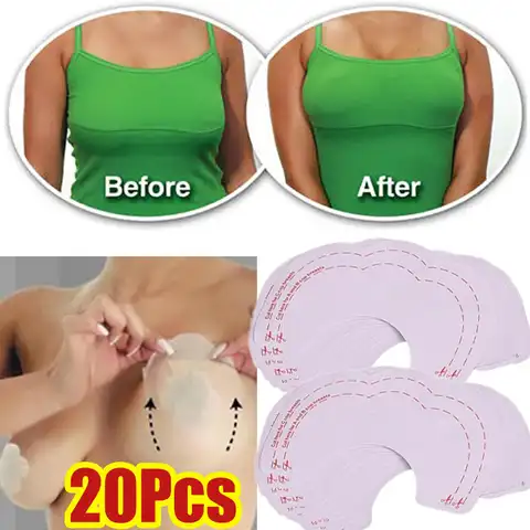 20pcs Breast Lift Tape Adhesive Bra Disposable Chest Lift Sticker Intimates Accessories Bra Enhancer Tape Transparent Chest Pads