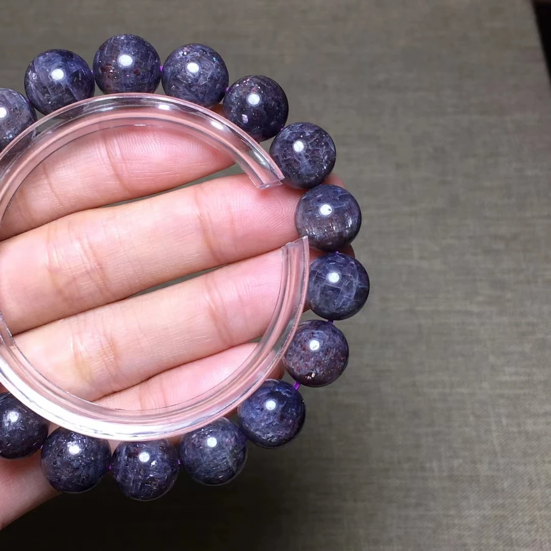 Natural Blood Red Cordierite Iolite Bracelet Women Men Star Light Dichroite 11mm Iolite Round Beads Genuine AAAAAA