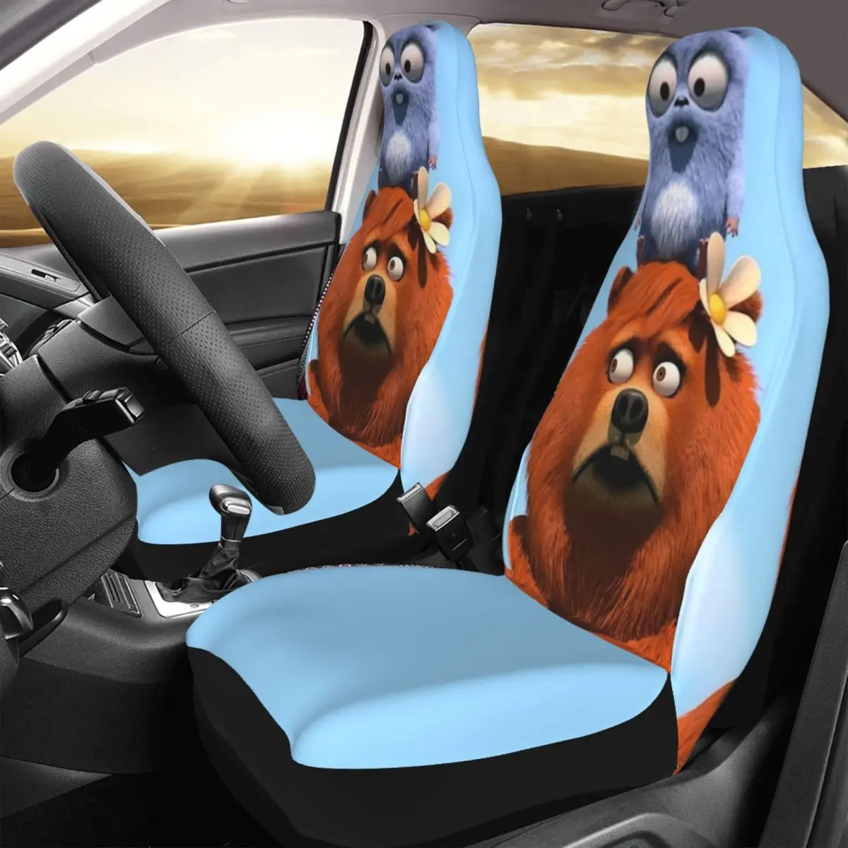 

Чехол на автомобильное сиденье Grizzy And The lemming, интерьер автомобиля для внедорожника, комедия манга, передняя и задняя флокированная ткань, подушка из волокна для рыбалки