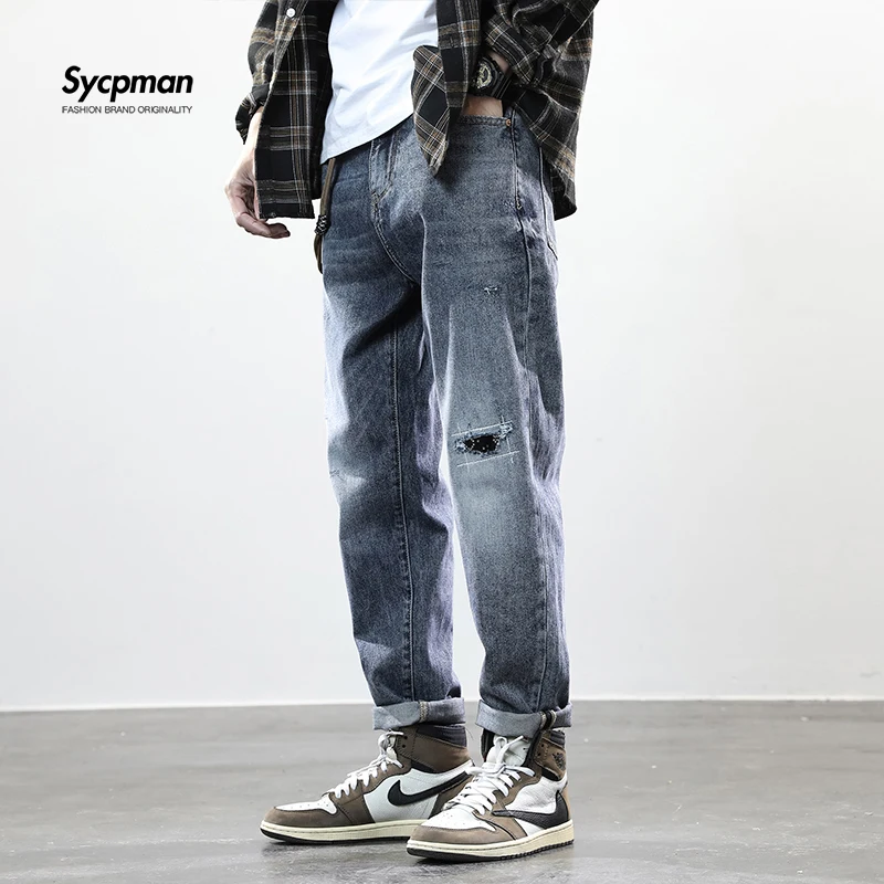 

Spring/Summer 2022 New Light Blue False Hole Pudding Youth Popular Joker Jeans