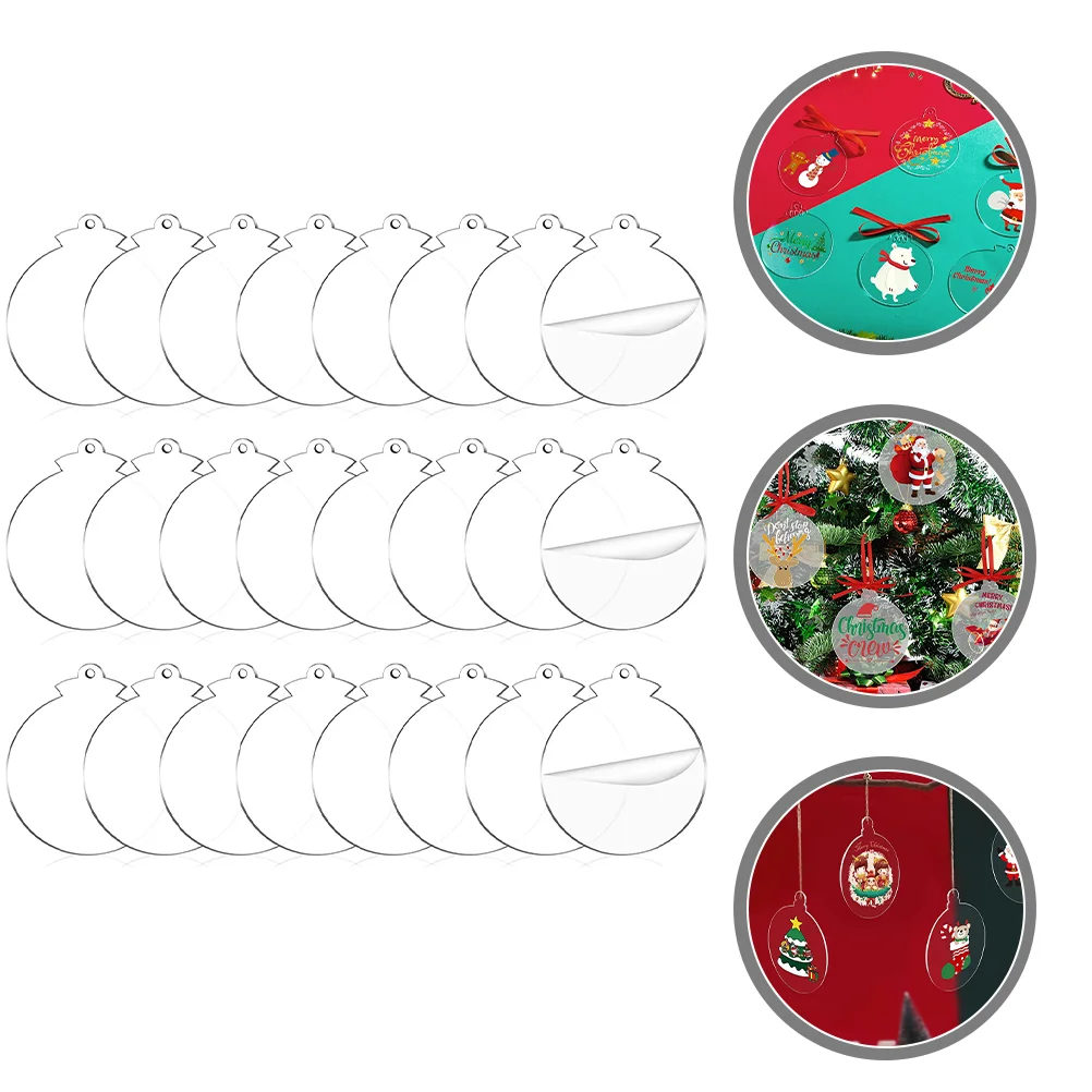 

Transparent Acrylic Christmas Balls Heat Transfer Flat Ornaments Round Bubble Christmas Tree Hanging Pendant Decorations