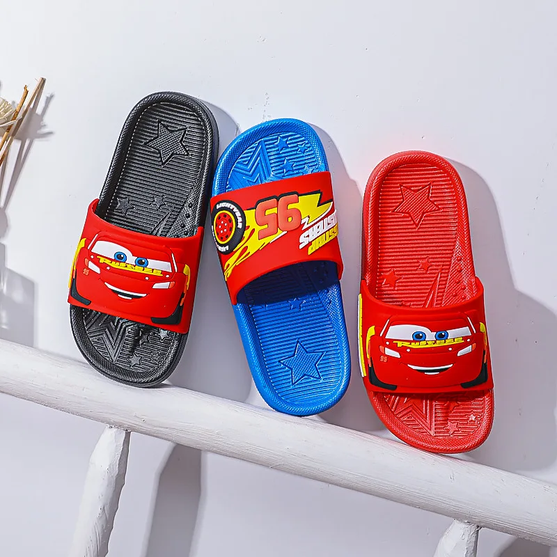 Summer Slippers Girl Children Shoes Boy Cartoon Pixar Cars Lightning McQueen Spiderman Baby Indoor Anti Slip Beach Flip Flops