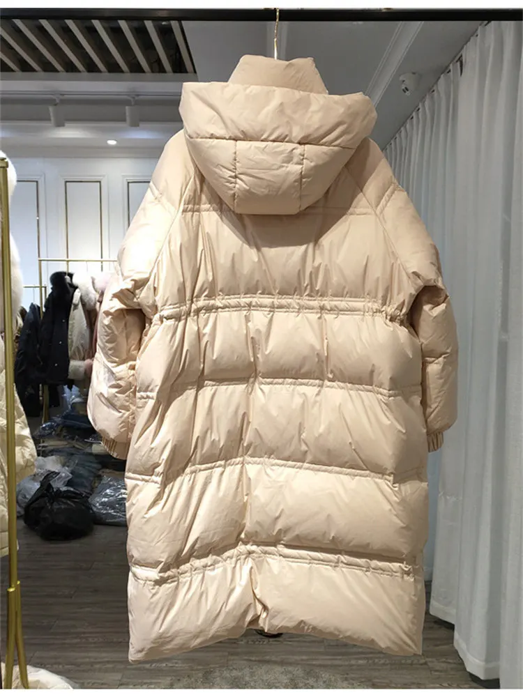 New Down Cotton Coat Women Mid-length Hooded Warm White Duck Down Jacket Female Fashion Wild Multicolor Outer Wear Tops JD2258