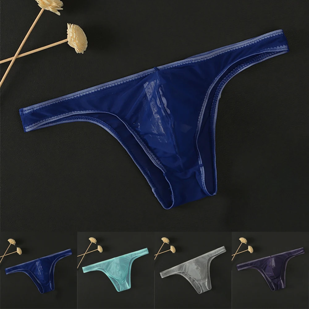 

Sexy Men See-Through Boxer Briefs Sheer Mesh Lingerie Bulge Pouch Panties Ultra-thin Male Underpants Sensory Free Briefs Shorts