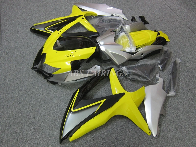 

4Gifts New ABS Fairings Kit Fit For Suzuki K8 600 750 2008 2009 2010 08 09 10 Bodywork Set Custom Yellow Silver