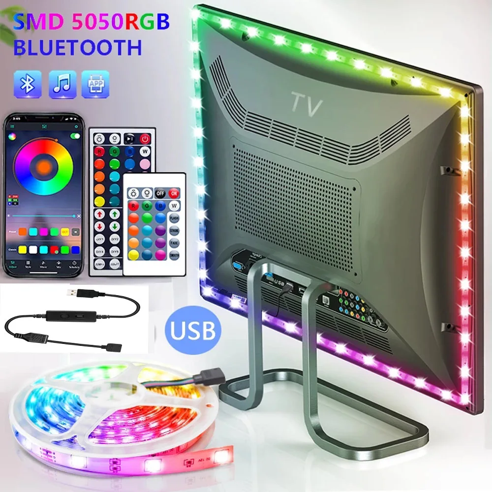 

RGB-подсветка светодиодная с Bluetooth и клеем, 12 В