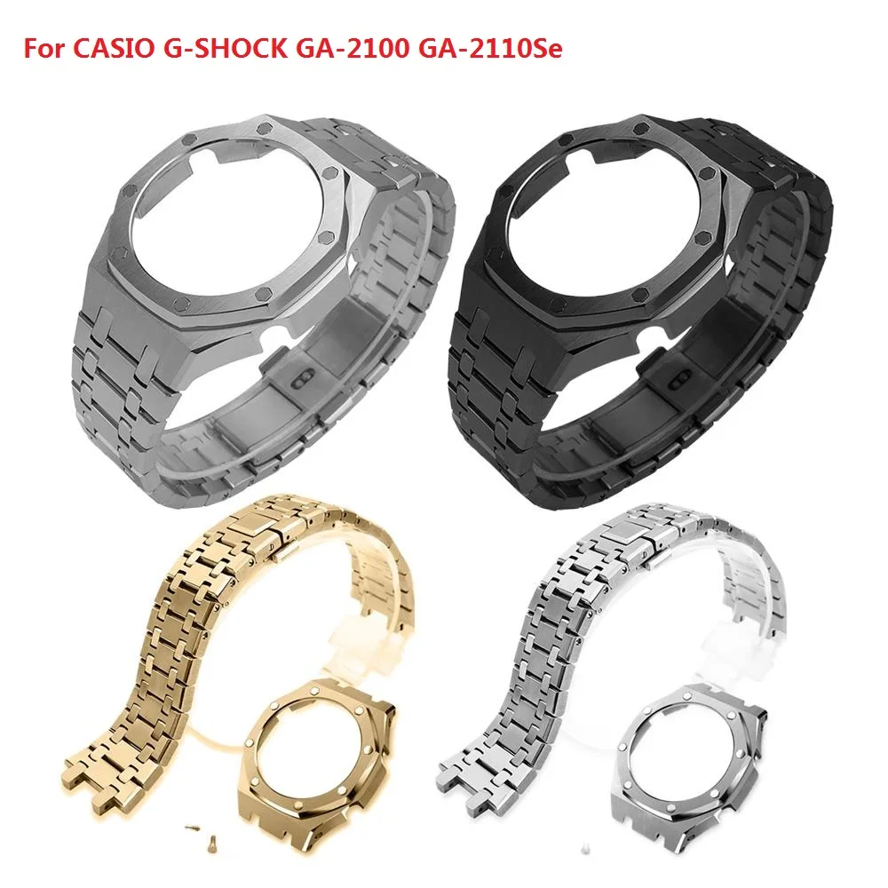 

Stainless Steel Luxury Strap For CASIO G-SHOCK GA-2100 GA-2110 Bracelet With Case Golden Bands Full Protection Correa De Reloj