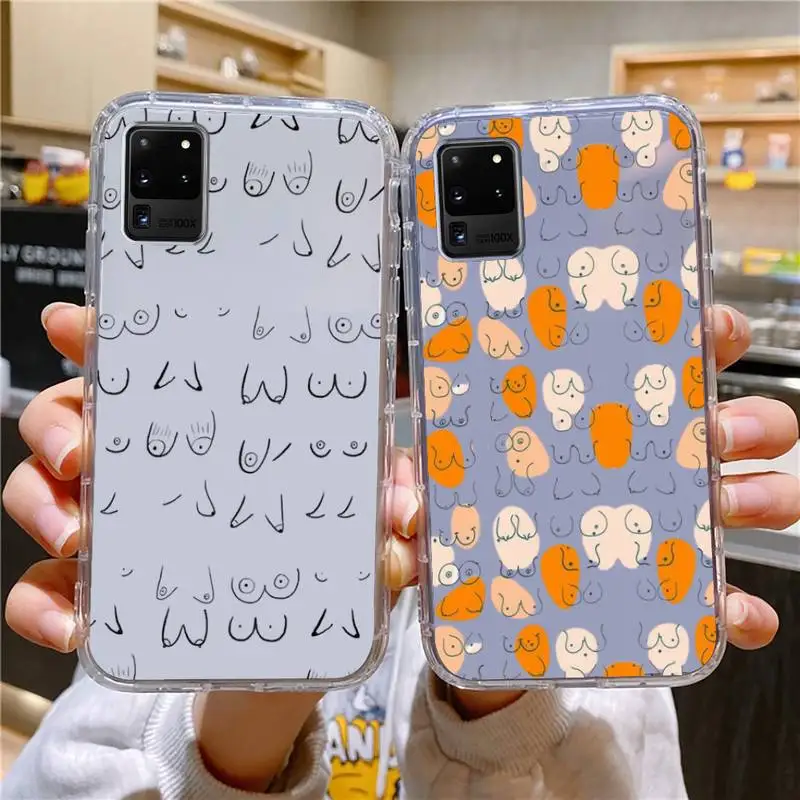 

Boobs Art Print Phone Case For Samsung Galaxy S10 S10e A70 Edge S22 S23 Plus Ultra Note10 Transparent Cove