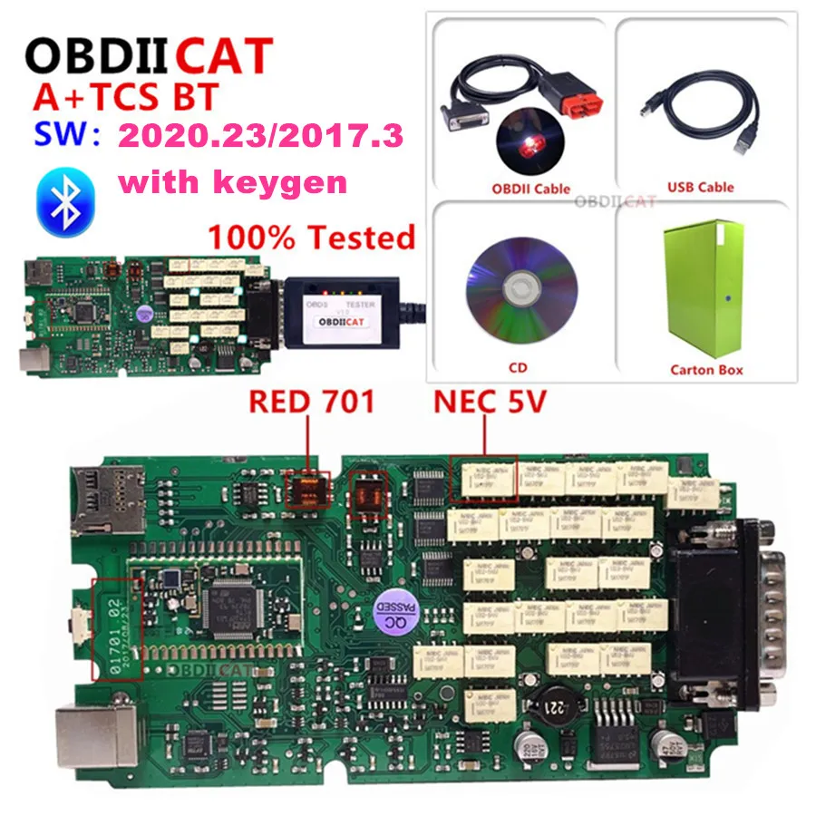 

Диагностический инструмент для ремонта автомобиля и грузовика, 10 шт., A + Single PCB NEC Реле OBD2, новая версия программного обеспечения 2020,23