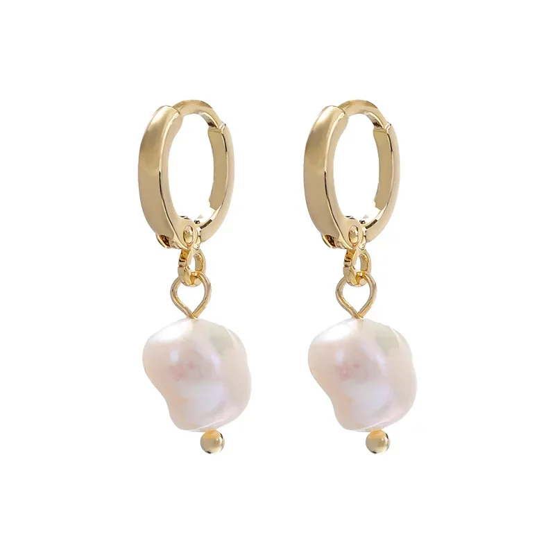 Стильные серьги из нержавеющей стали с пресноводным жемчугом и гребешком