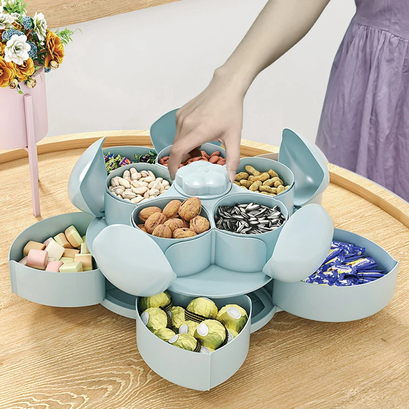 

Rotating Fruit Tray Candy Box Dried Fruit Box Petal Rotating Fruit Tray Snack Storage Box