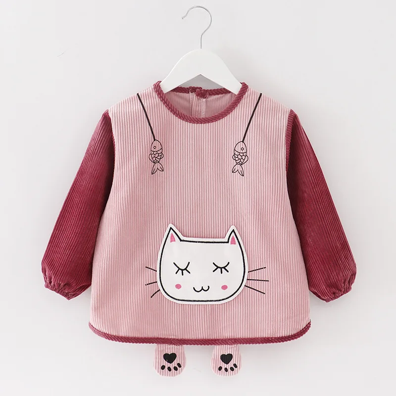 Cute Baby Bibs Baby Gown Water and Dirt Resistant Children's Autumn and Winter Bib Eating Clothes Crystal Velvet Babies' Apron enlarge