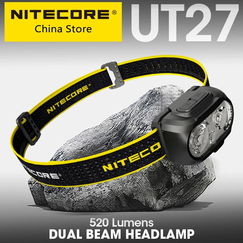 NITECORE UT27 Headlight  520 Lumens Dual output Hiking TrekkingTrail Running Floodlgiht Camping Spotlight, Rechargeable Battery