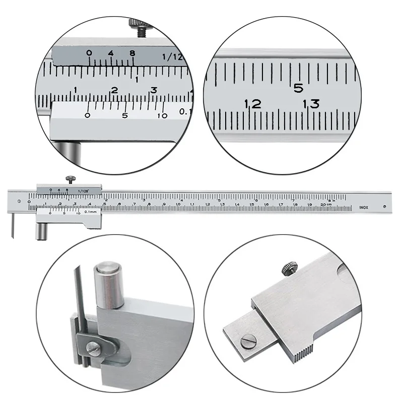 

0-200mm Multifunctional Marking Vernier Caliper with Carbide Needle Scriber Parallel Marking Measuring Ruler