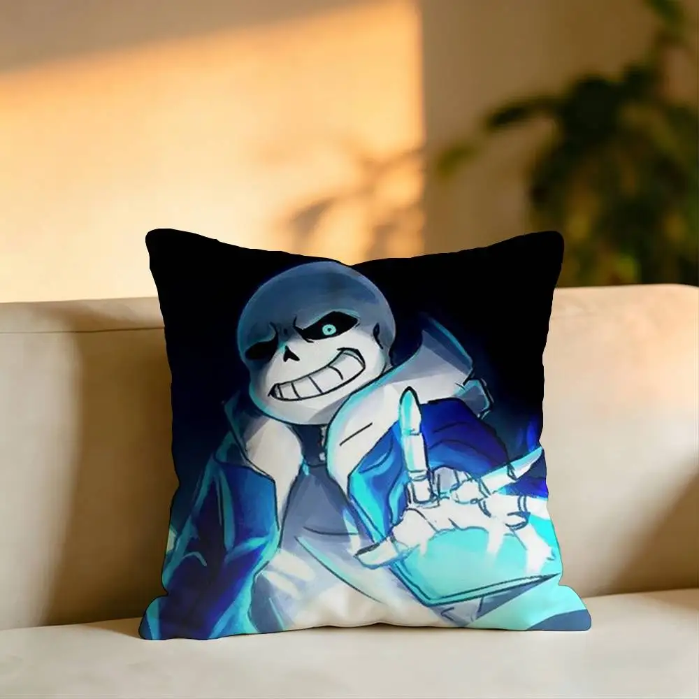 Фото Наволочка для подушки Hot Game Undertale-Sans, квадратная, двусторонняя, для дивана, для спальни, прикроватная подушка №3