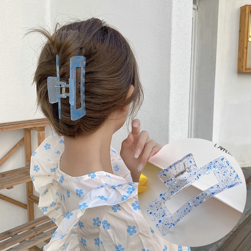 

Прозрачная Заколка-краб для волос в горошек, с цветами