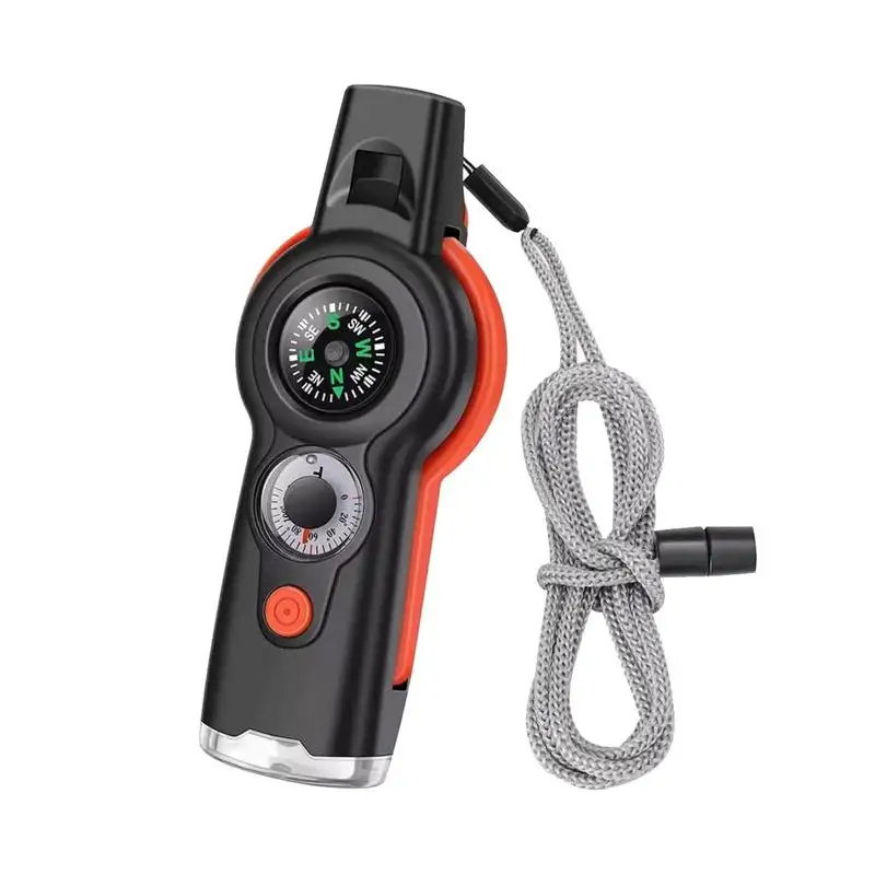 

7 In 1 Loud Whistle With Compass Thermometer LED Light Outdoor Survival Multitool For Camping Hiking Hunting Fishing Adventure