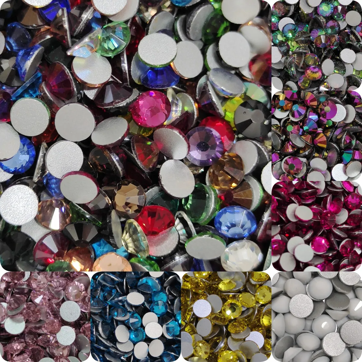 

Mixed size ss6~ss20 1440pcs/bag Super Bright Glass Rhinestones Non HotFix FlatBack for Fabric Garment Nail Art Decoretions
