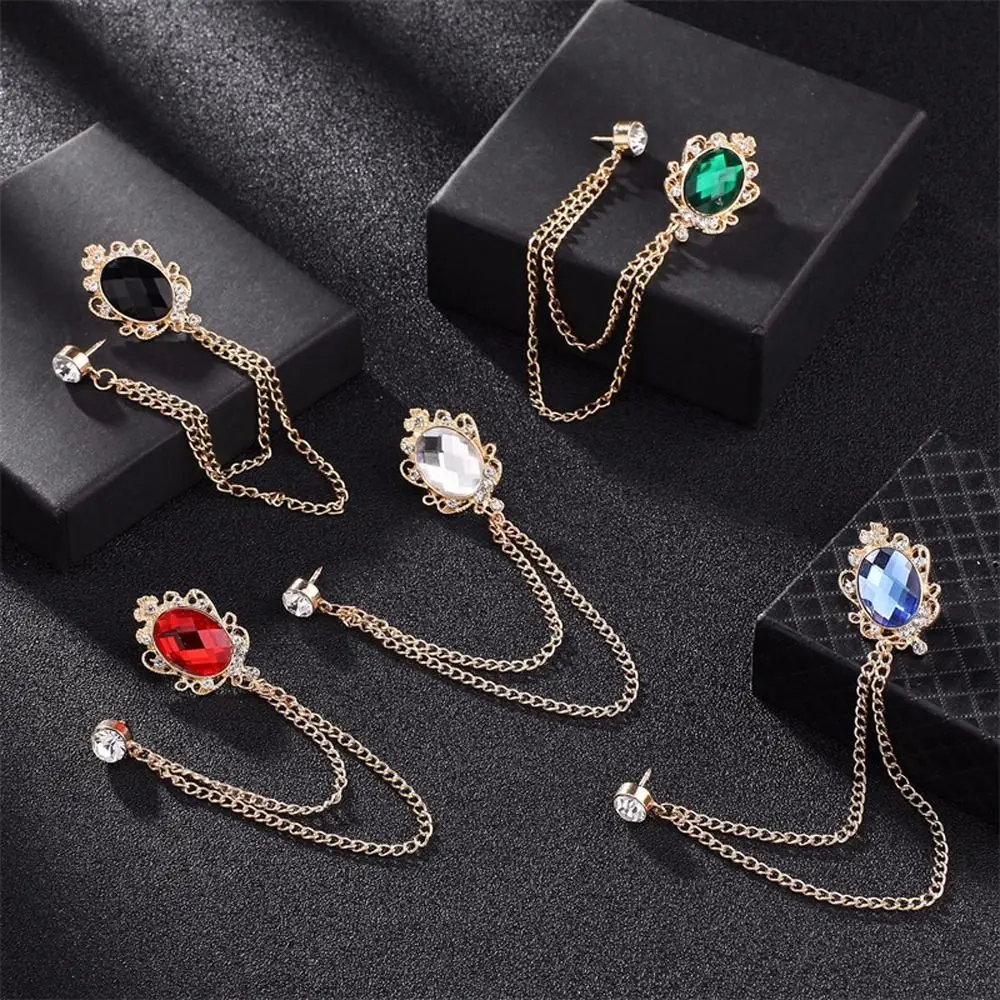 

Niche Design Tassel Temperamental Rhinestone Alloy Men Brooch Clothing Accessory Fashion Jewelry Korean Style Brooch