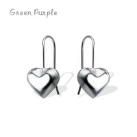 green purple real s925 sterling silver romantic love heart drop earrings for women cute charm korean party pendant jewelry 1607