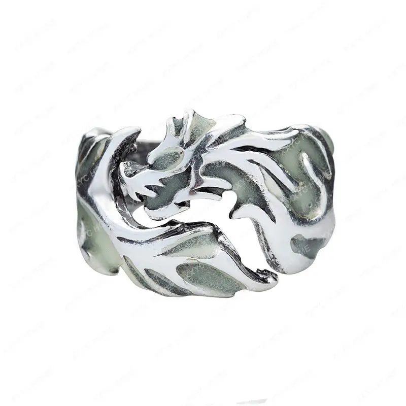 

Креативное мужское властное разноцветное светящееся кольцо в виде дракона в европейском и американском стиле модное дикое простое