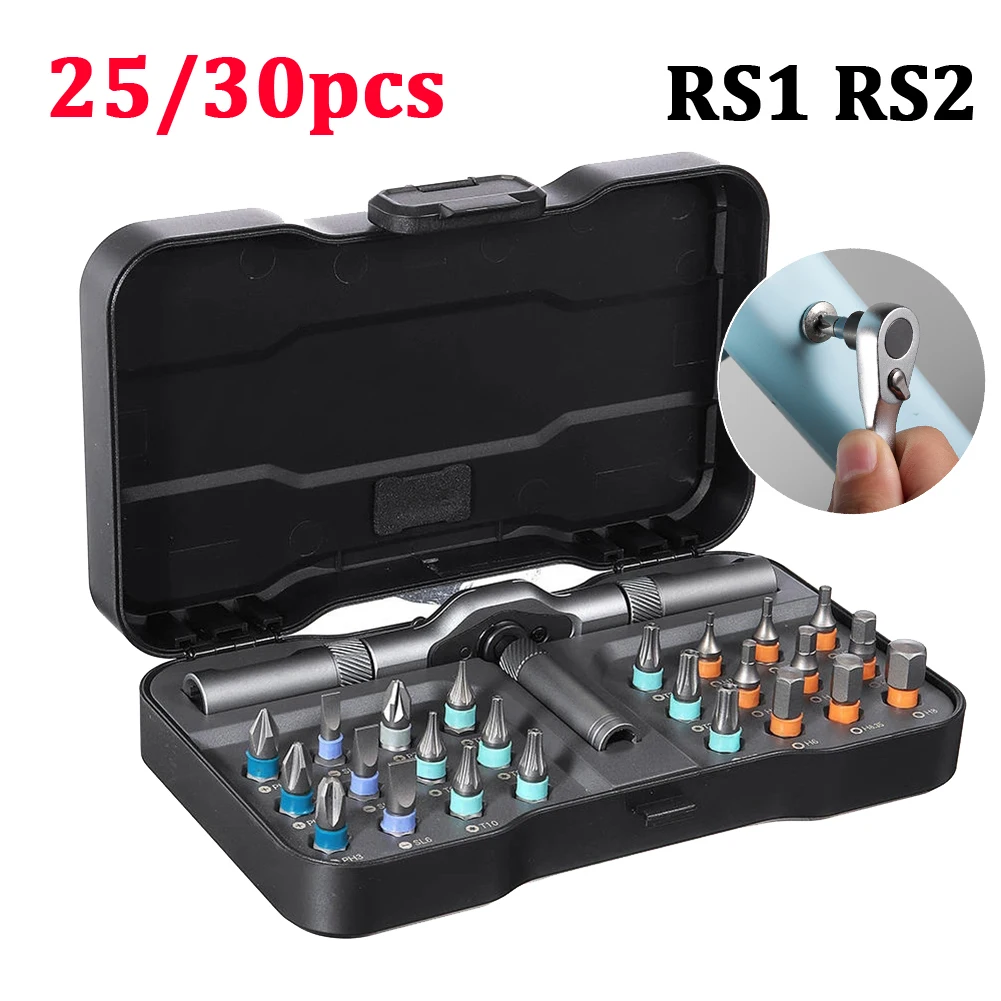

Набор гаечных ключей с храповым механизмом RS1/RS2, комплект инструментов «сделай сам», ящик для механических инструментов, гаечный ключ, торцевая отвертка для электроприборов, 25/30 шт.