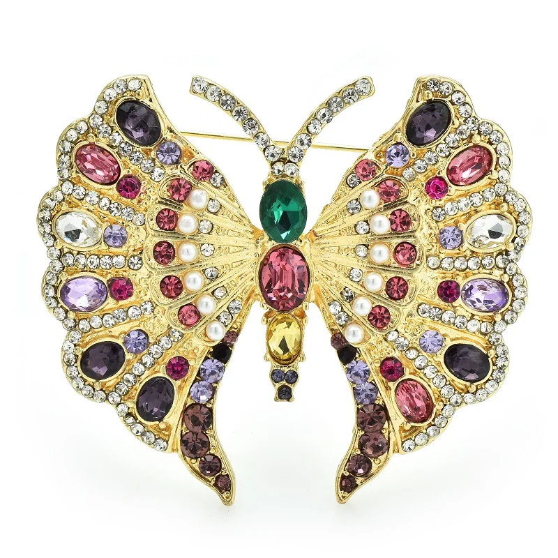 

Wuli&baby Pretty Butterfly Brooches For Women Unisex Multicolor Rhinestone Insects Party Office Brooch Pins Gifts