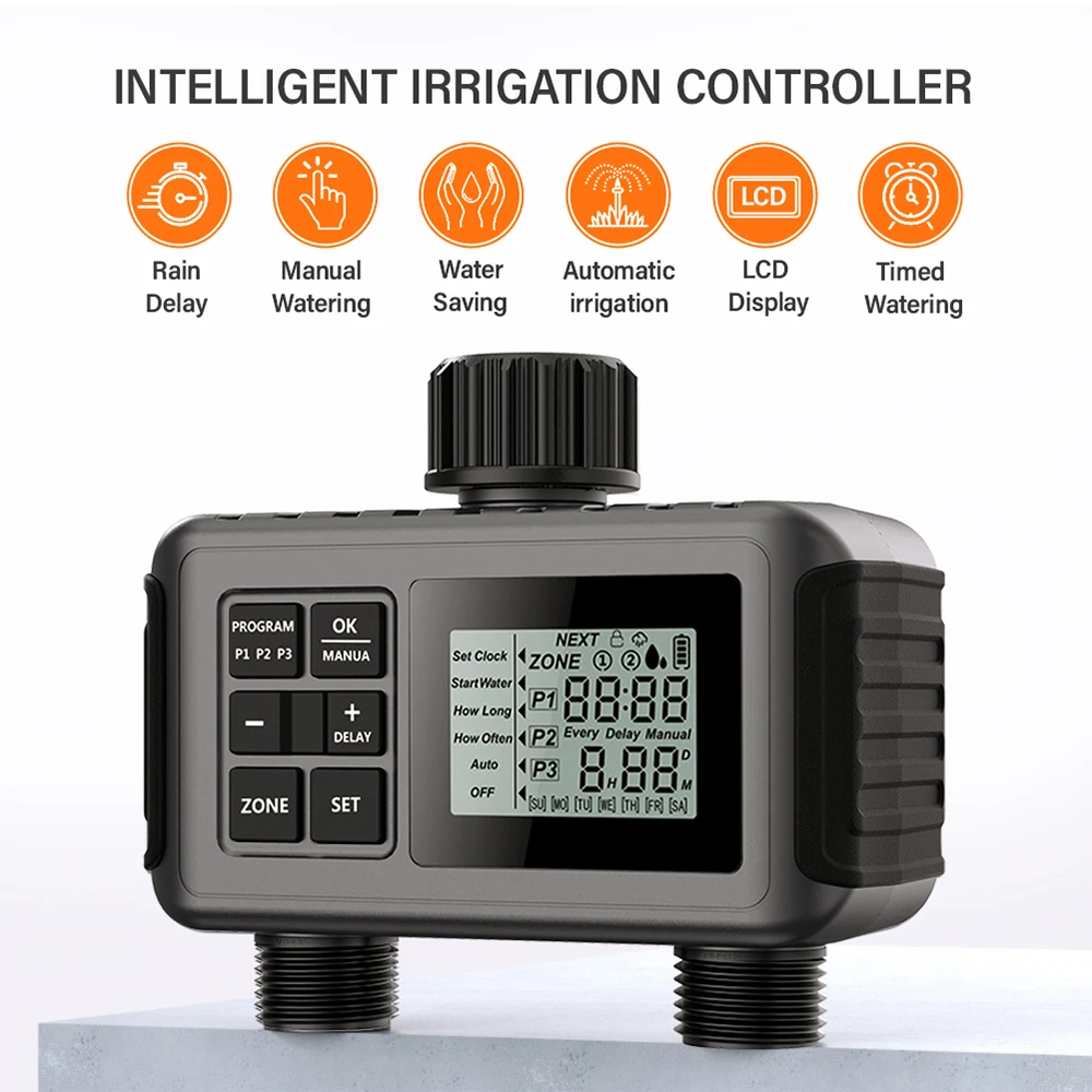 

Irrigation Controller Automatic Irrigation Fully Adjustable Program Watering Up Large Screen Display Garden Watering Tool