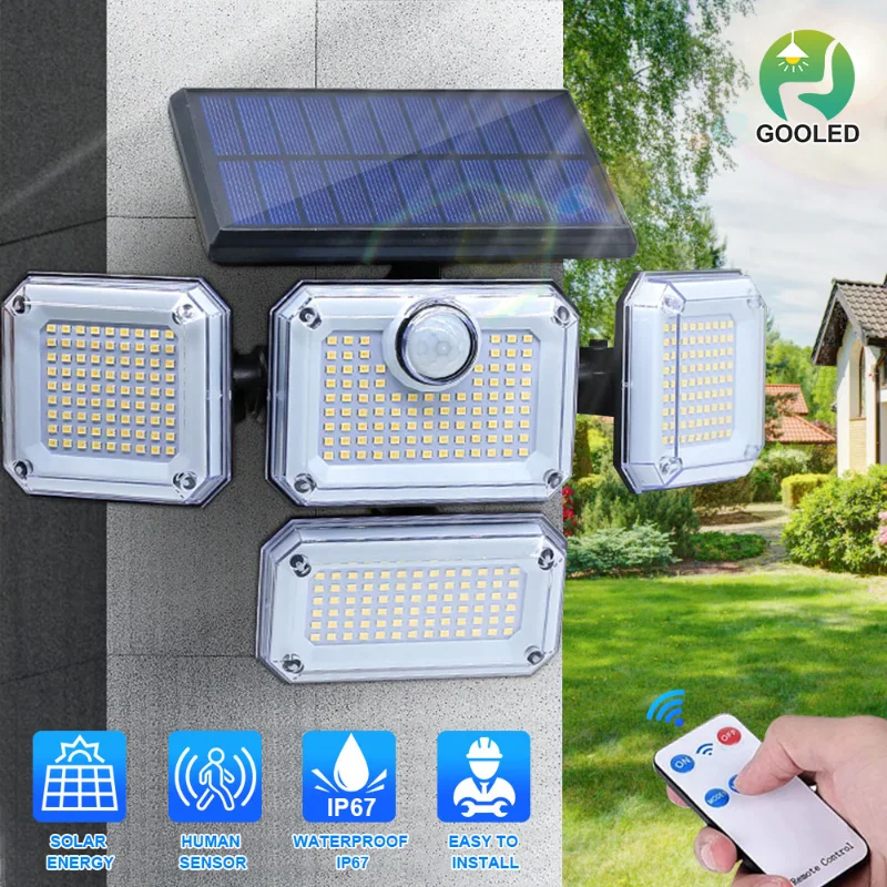 

Solar Lights Outdoor with Remote Control Motion Sensor Light 112/333 Led Wall Lamp Waterproof Spotlight Exterior Garage Lighting