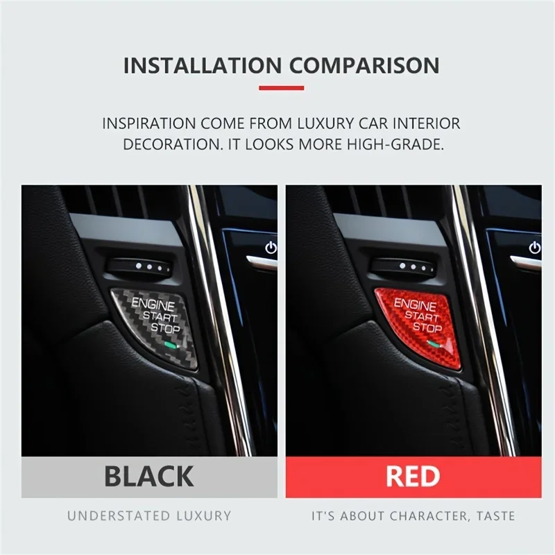 Фото Наклейка на кнопку старт-стоп для Cadillac серии ATS и ATS-L, декоративная наклейка для салона автомобиля, наклейка на двигатель из настоящего карбона. №2
