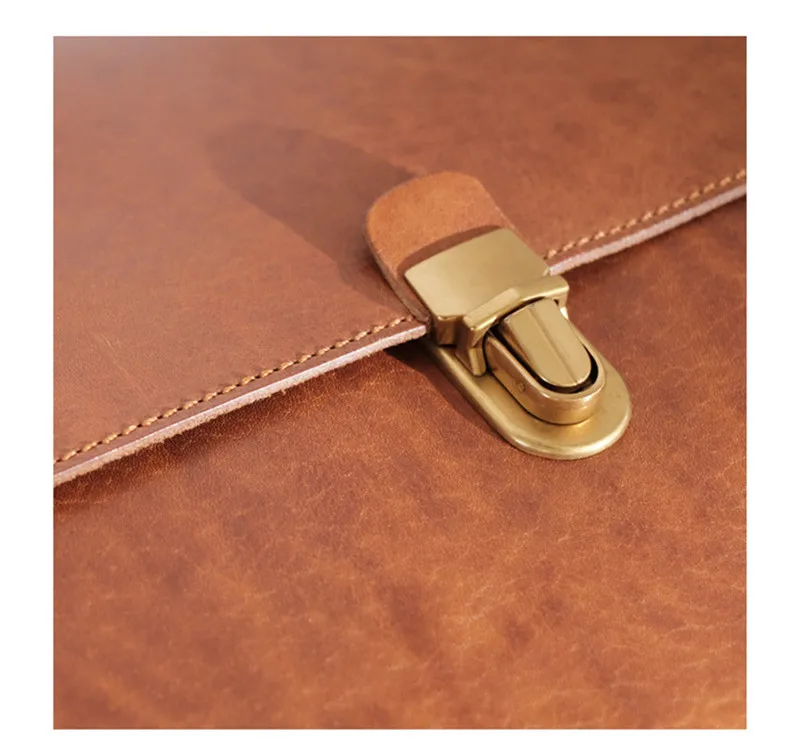 Fashion luxury organizer genuine leather women's briefcase designer business casual real cowhide work handbag lock messenger bag