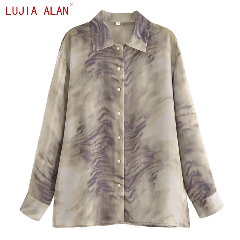 Женская шифоновая рубашка с длинным рукавом, в стиле ретро LUJIA ALAN B2333