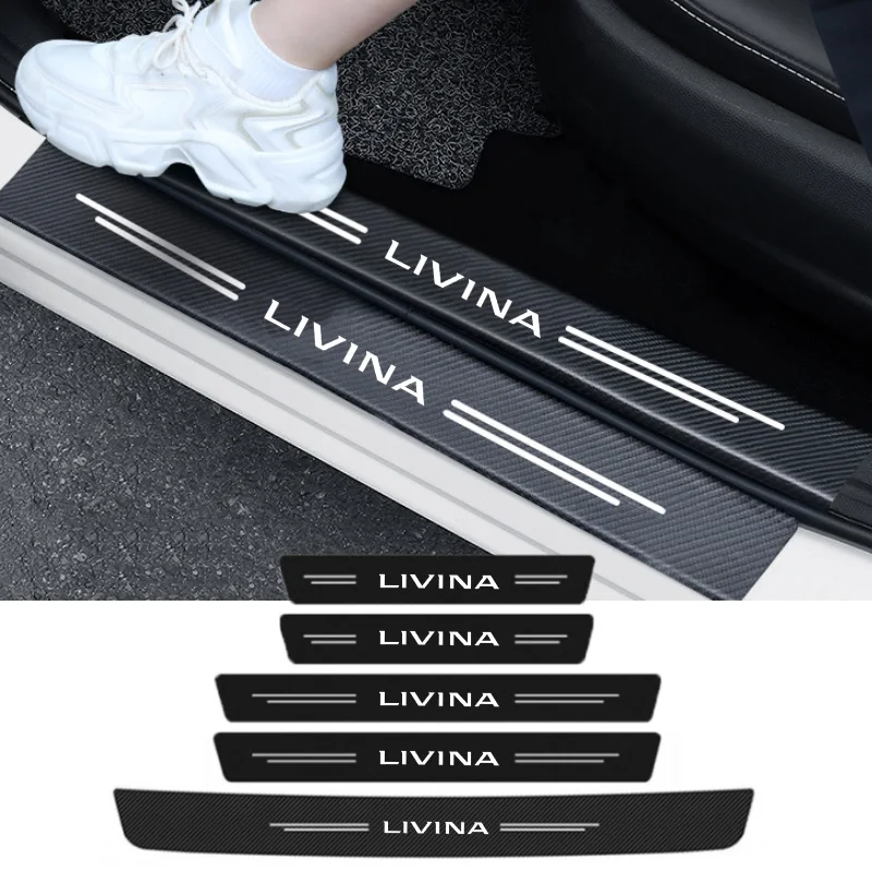 

Carbon Fiber Car Door Threshold Tape Sill Protective Stickers Decal for Nissan LIVINA Logo Rear Trunk Bumper Scratch Guard Trim