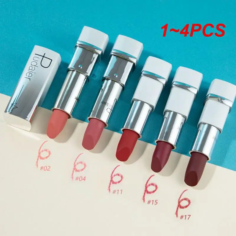 

1~4PCS Lipstick Non-stick Cup Lip Stick 17 Colors Moisture Lipstick Lips Makeup Red Lip Tint Waterproof Lasting Colored