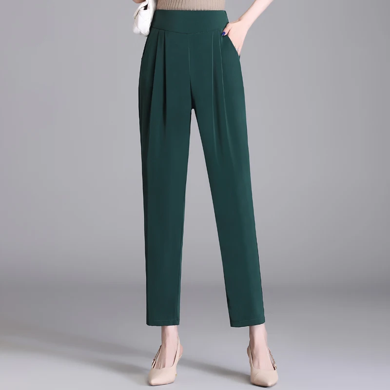 Women's Harem Pants Summer Korean Fashion Classic High Waisted Trousers Woman Ankle-Length Bottoms Vintage Basic Harajuku Pants